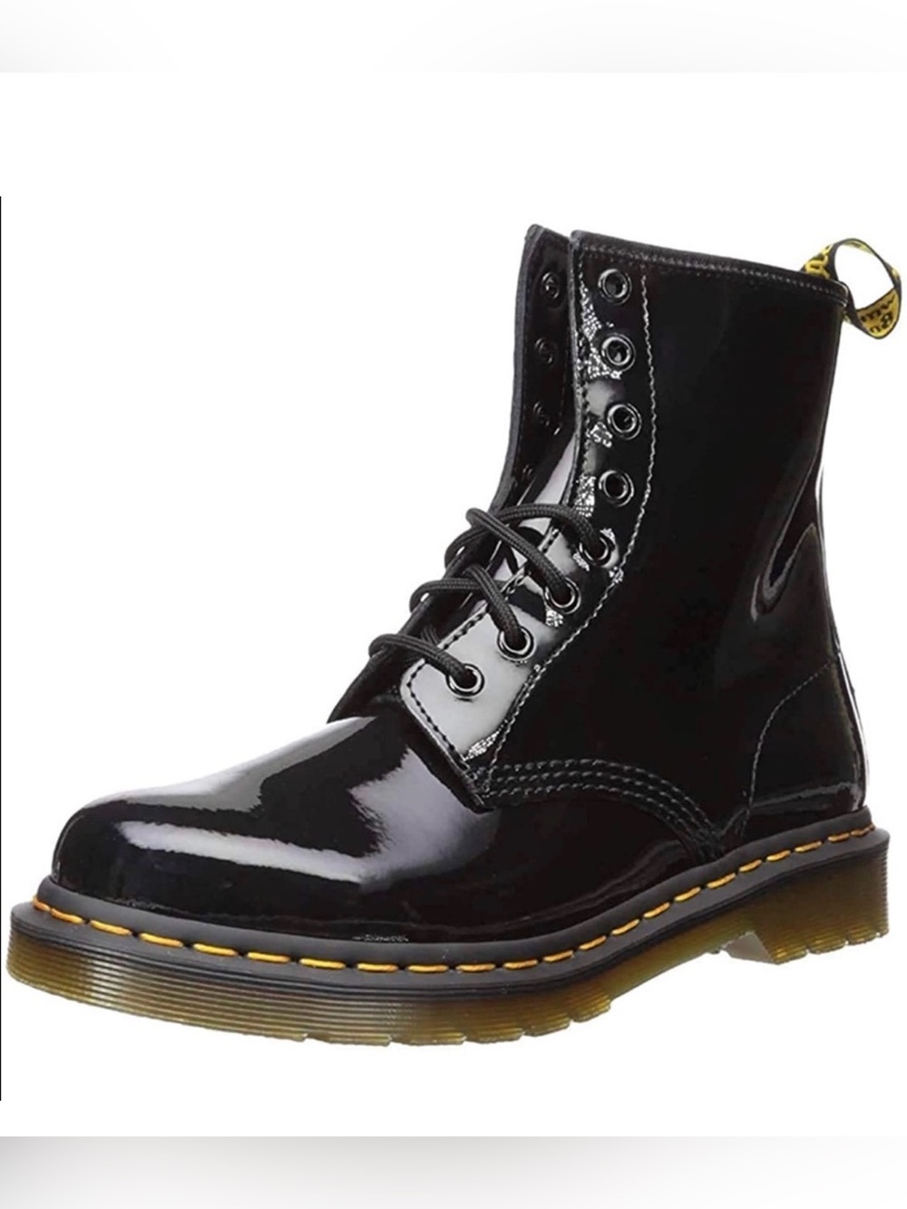 Dr. Martens 1460W 8 Eye Black Patent Lace Up Combat Boot